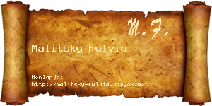 Malitsky Fulvia névjegykártya